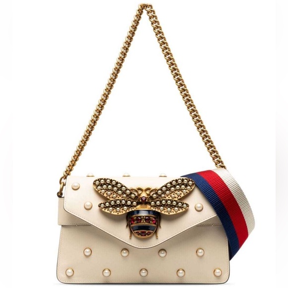 Gucci Broadway Bee ๐ Crossbady Pearl studded Ivory - Picture 1 of 12